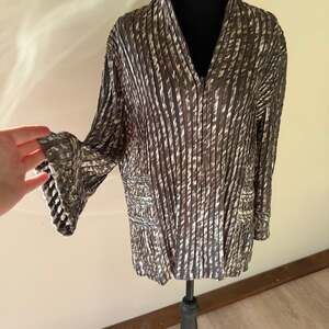 Chico's Julianne Shimmer Mesh Zip-Up Jacket in Shiny Brown Taupe